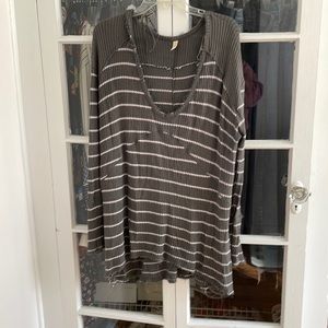 Free People Thermal (dark green striped)